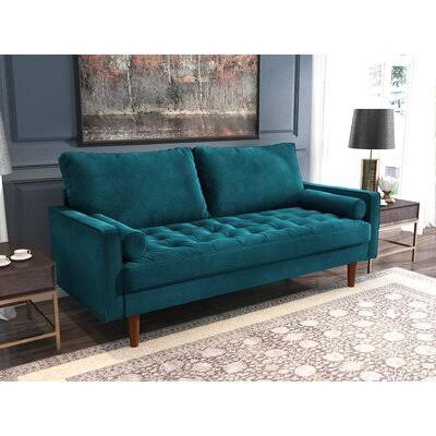 Dark Cyan Velvet Square Arm Sofa R820