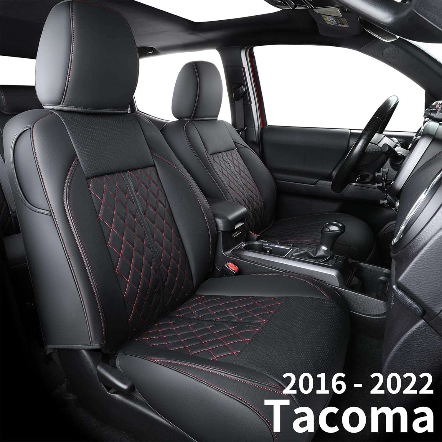 Black & Red Water Proof Faux Leather Seat Covers L657