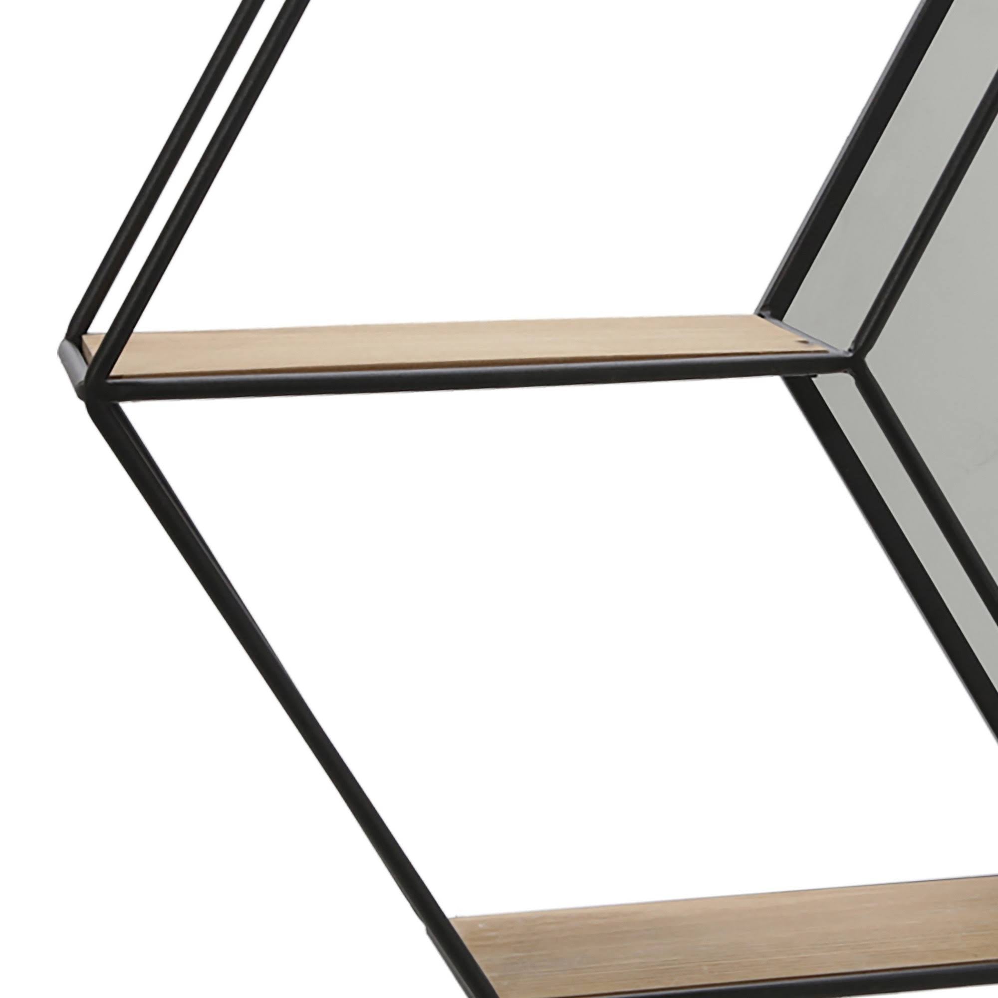 Hexagonal Metal Wall Shelf with 2 Display Cases F5372