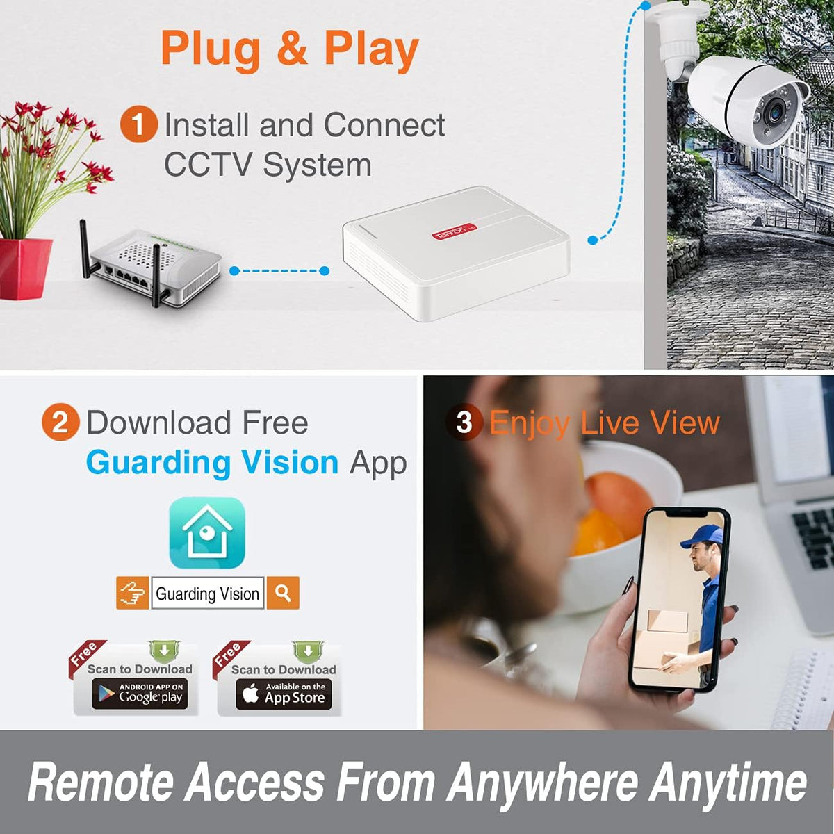 8CH H.265+ Hybrid DVR Security Camera System with 2TB HDD and 8PCS 2.0MP Weatherproof CCTV Bullet Cameras D977471