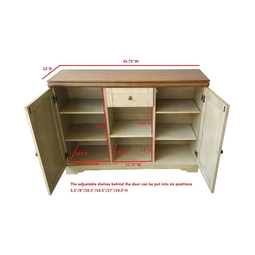 Black / Walnut Finish Wood Buffet Cabinet Console Table with Storage A461
