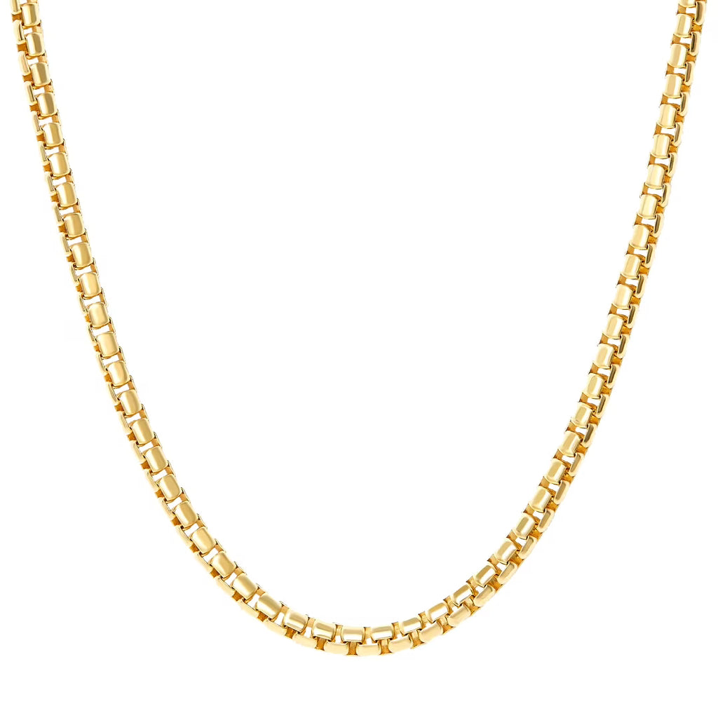 14K Yellow Gold 3.5MM Hollow Round Box Chain Necklace W586144