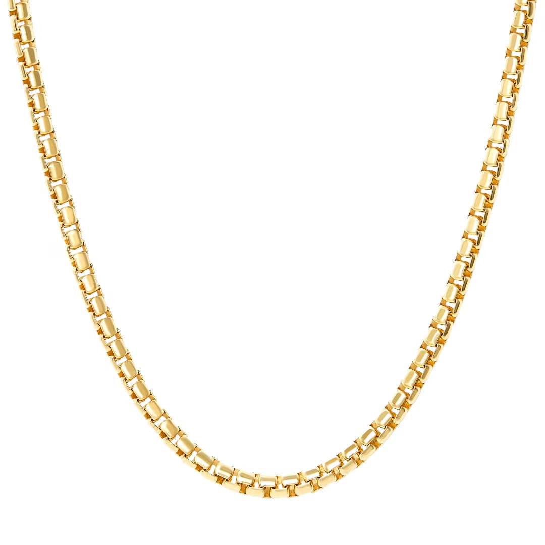 14K Yellow Gold 3.5MM Hollow Round Box Chain Necklace W586144