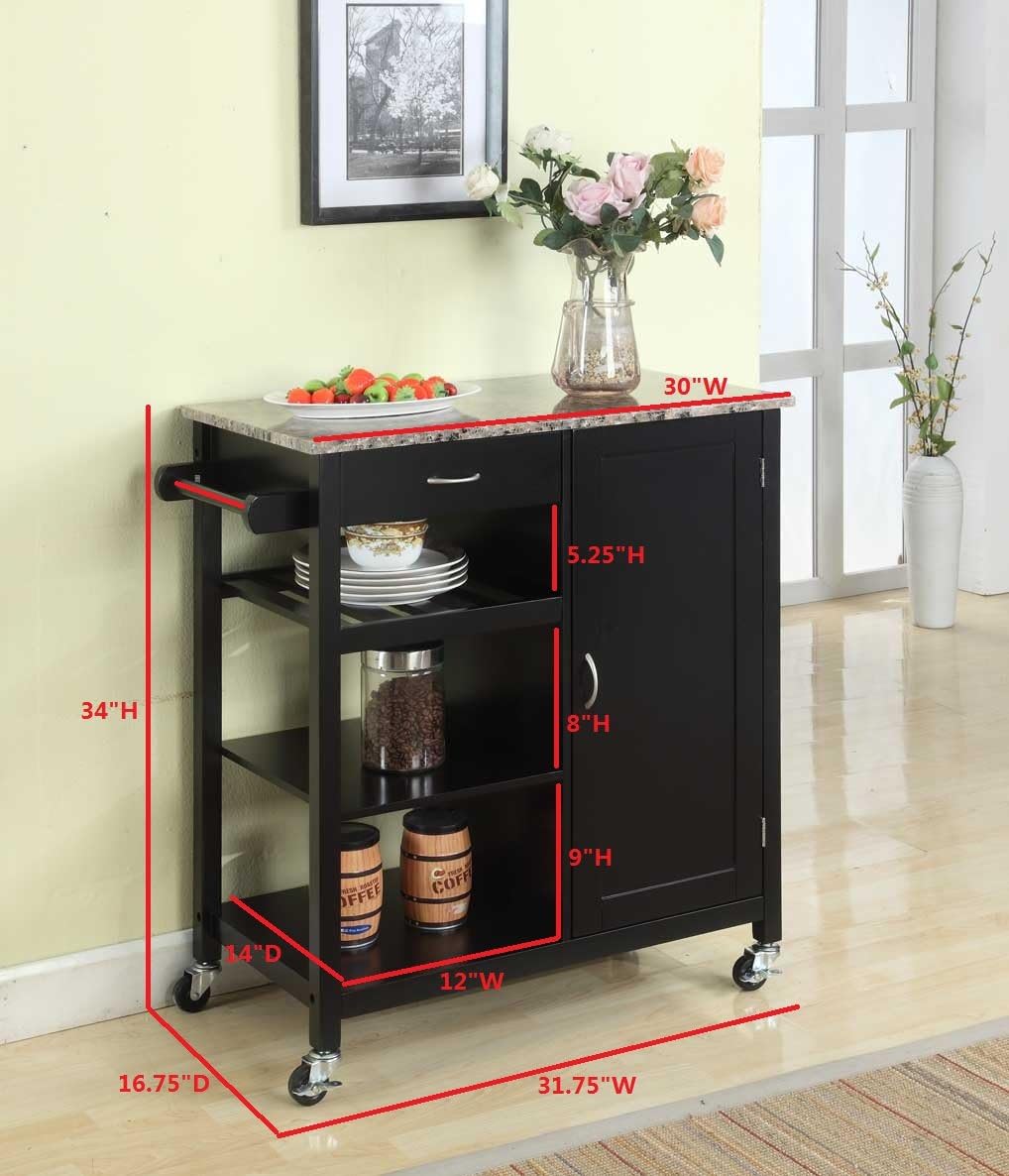 Black Finish Wood Kitchen Storage Cabinet Cart Z2252