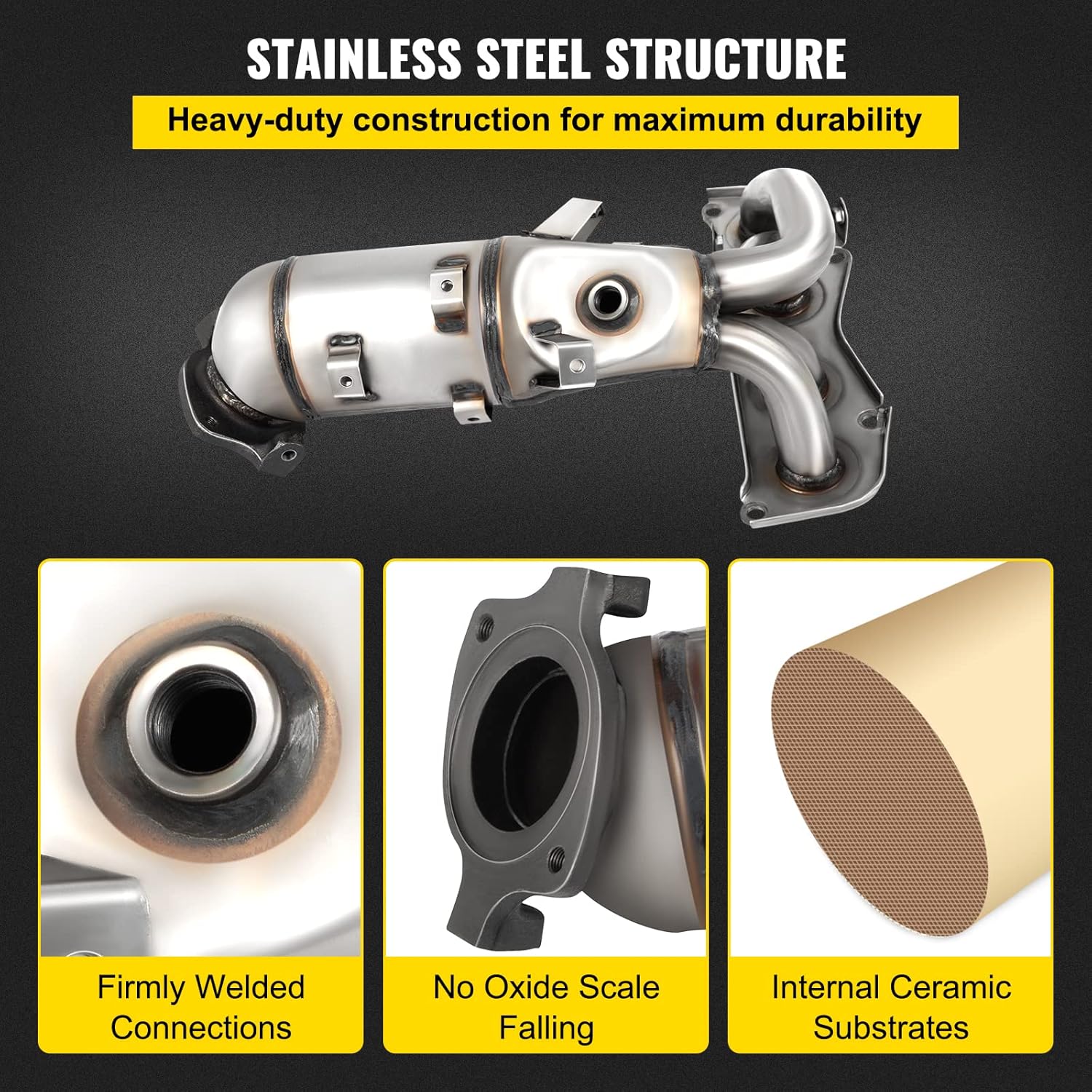 Catalytic Converter Stainless Steel with Gasket Kit D5386