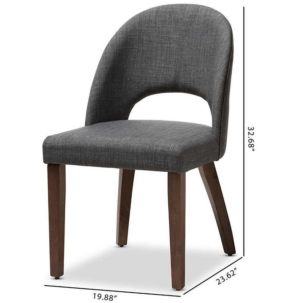 18.5" Mid-Century Fabric Dining Side Chair in Dark Gray (Set of 2) E3368