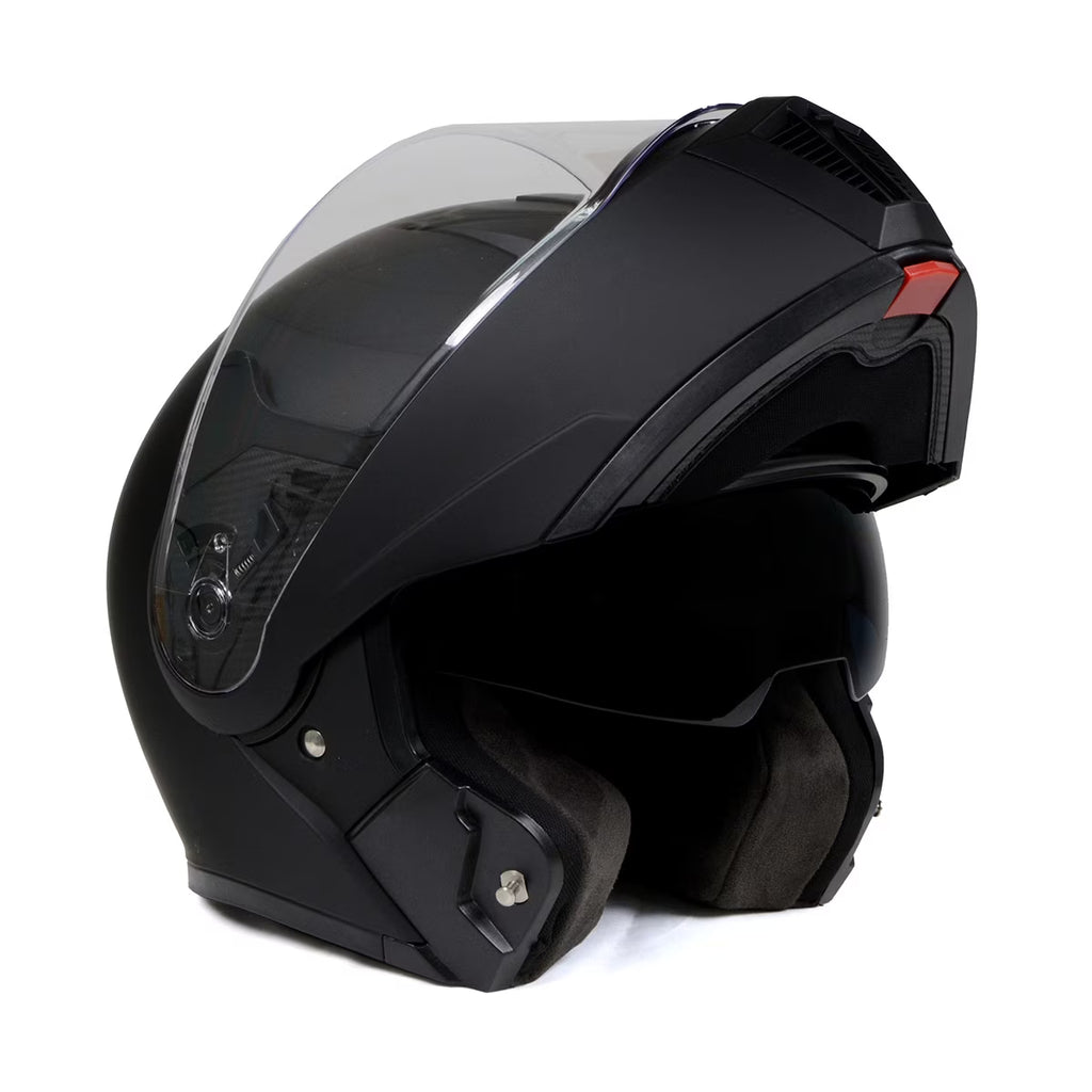 Flat Black Motorcycle Modular Helmet with Drop Down Visor H9502