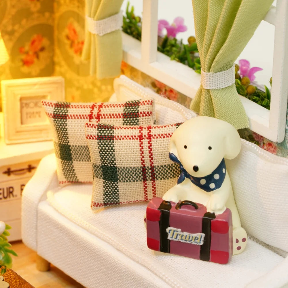 DIY Miniature Dollhouse Kit 3D Wooden House Room Craft with Furniture LED Lights M994