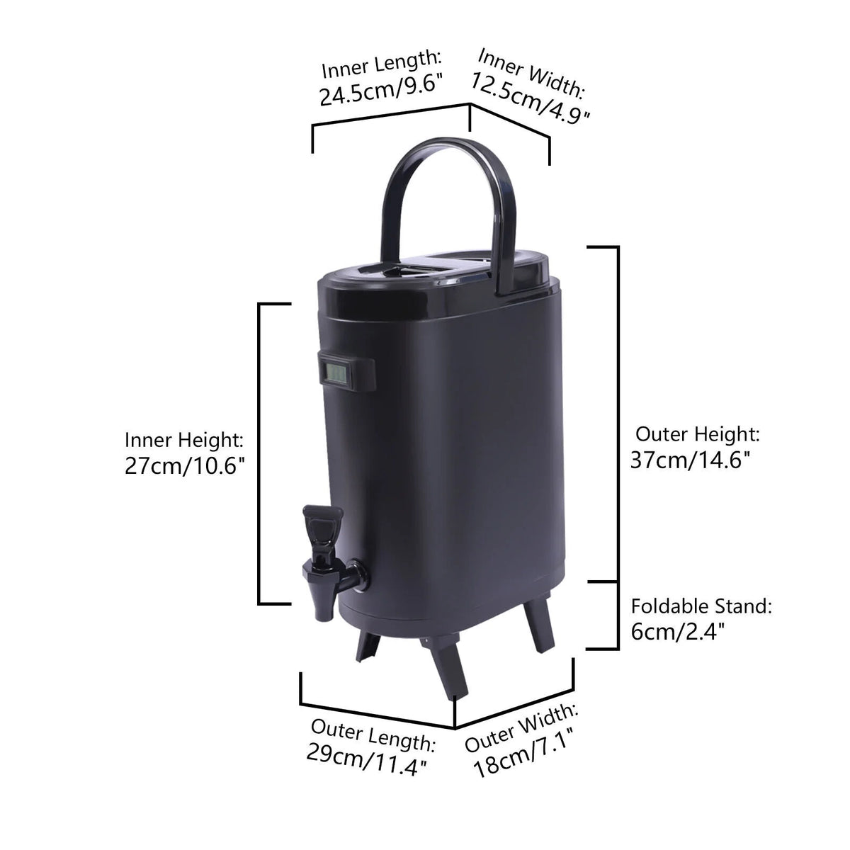10L Insulated Stainless Beverage Dispenser with Thermometer F767520