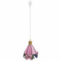 Pink Butterfly Brass Finished Stained Glass Pendant Light F332