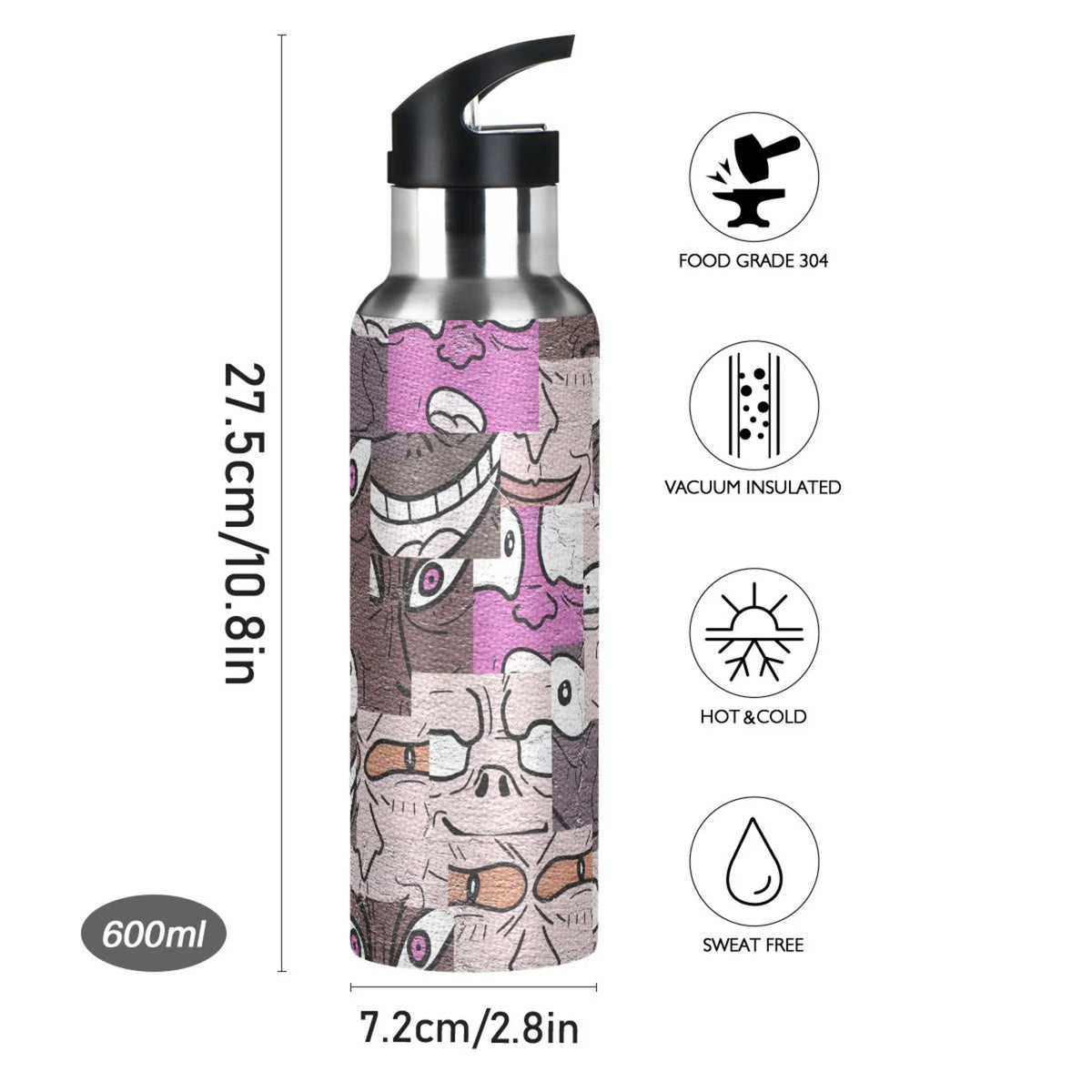 Stainless Steel Insulated Water Bottle with Straw Lid C48842