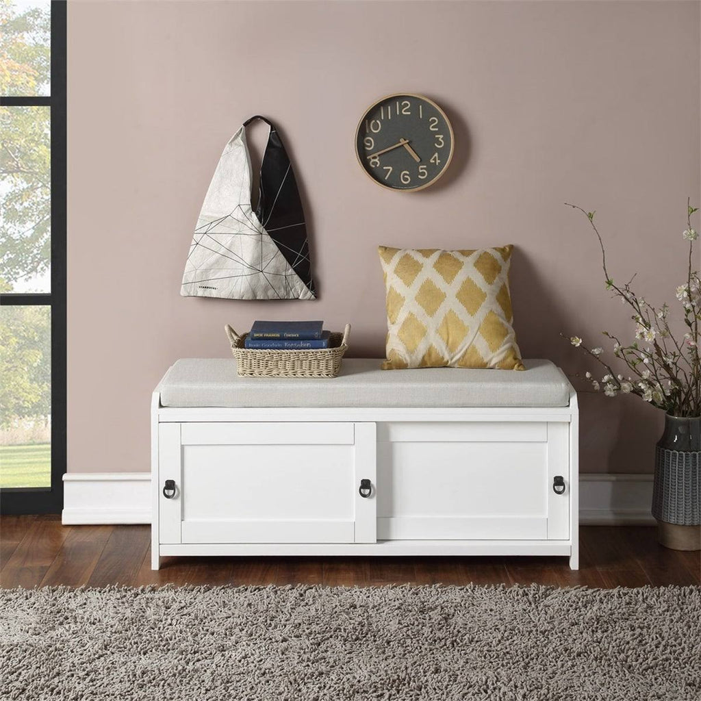 Black Wood Storage Bench with 2 Cabinets M260004