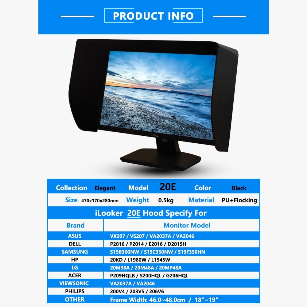 Black LCD LED Monitor Sunshade Hood Pack of 2 M8925