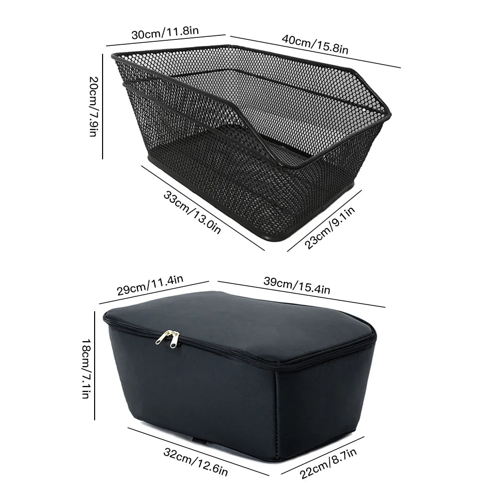 Bicycle Basket with Rainproof Cover, 20 L Metal Wire N7816