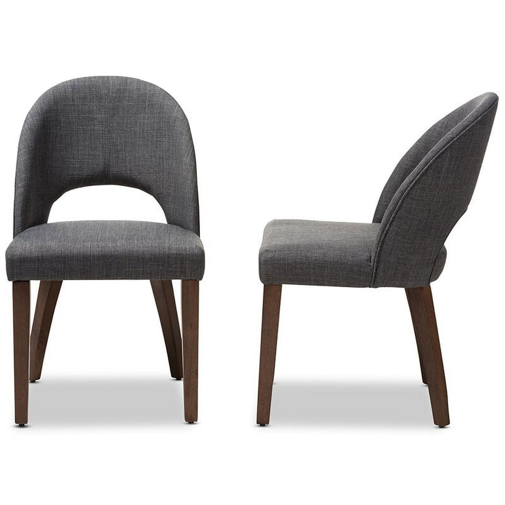 18.5" Mid-Century Fabric Dining Side Chair in Dark Gray (Set of 2) E3368