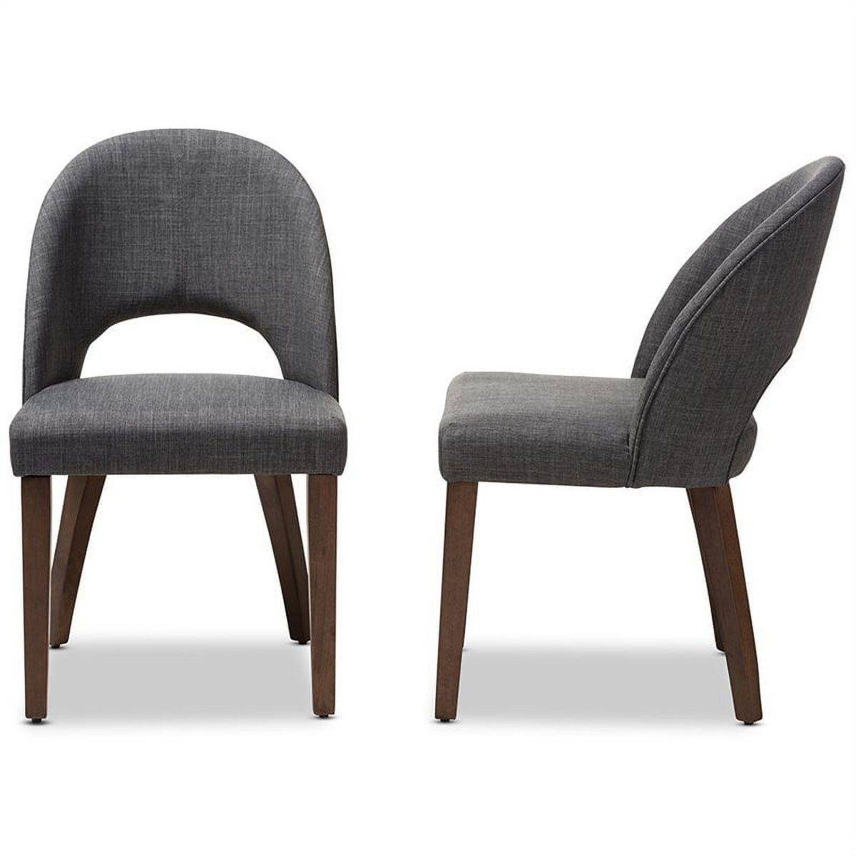 18.5" Mid-Century Fabric Dining Side Chair in Dark Gray (Set of 2) E3368