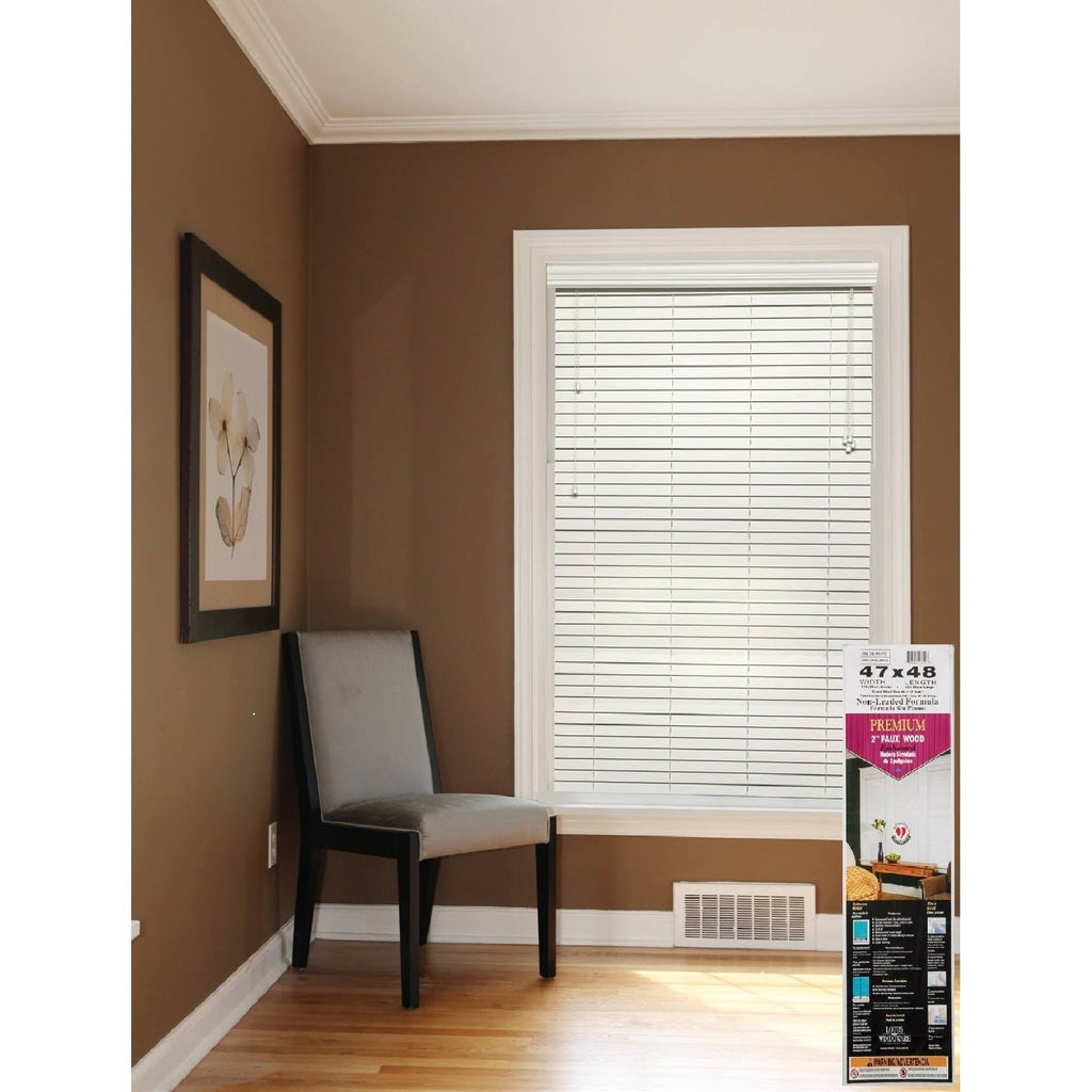 White 2-Inch Faux Wood Blind, 36 by 72-Inch P946