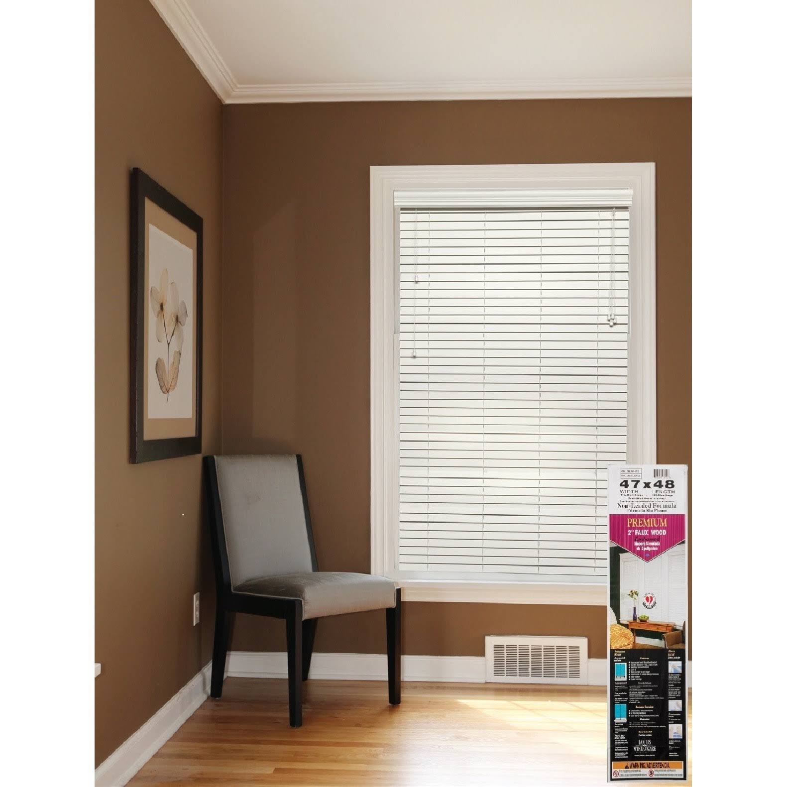 White 2-Inch Faux Wood Blind, 36 by 72-Inch P946