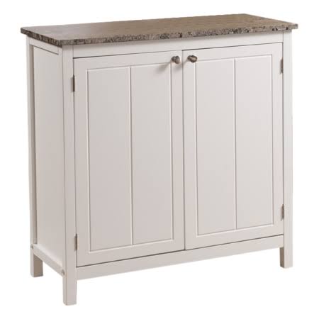 White Marble Wood Kitchen Island with Storage Doors and Shelves R514620