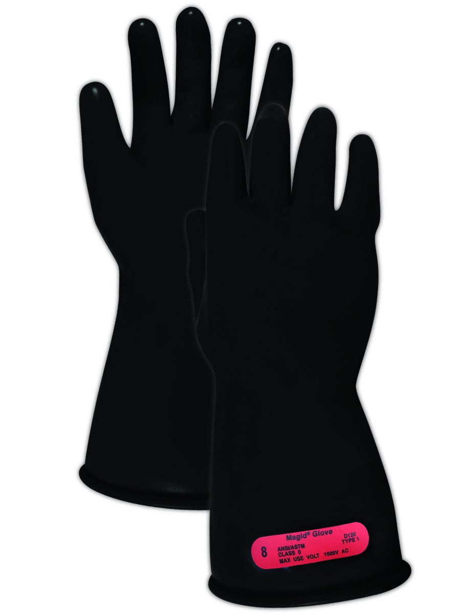 Class 0 Rubber Electrical Insulating Safety Gloves, Size 10.5, 11 Length V600