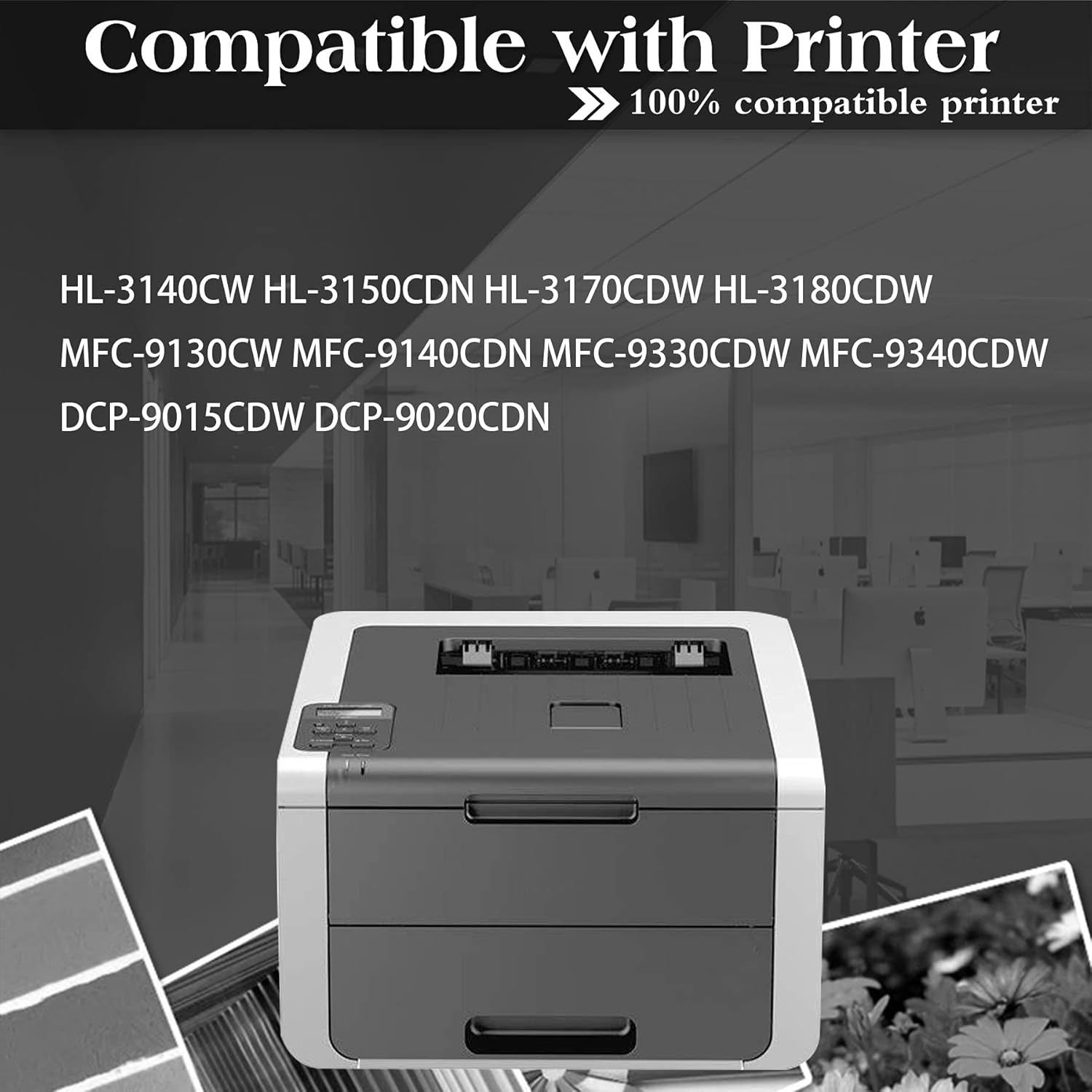 Black TN221BK Toner Cartridge Replacement for Brother Printer F637