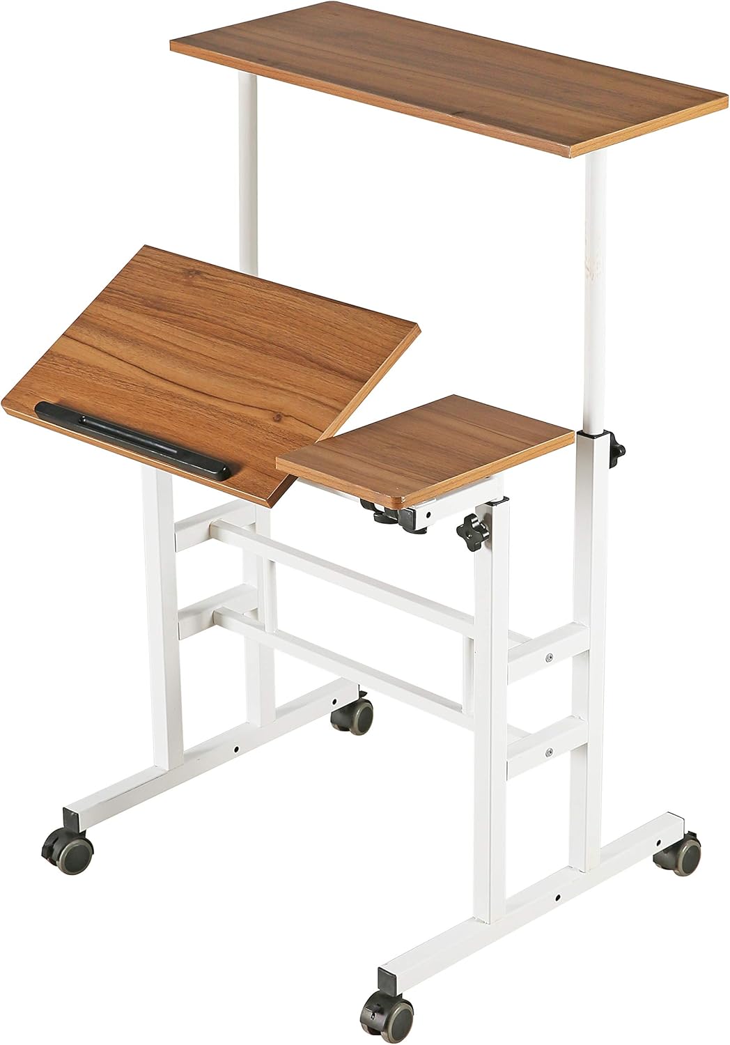 Light Grain Rolling Standing Desk Cart Pack of 2 D867392