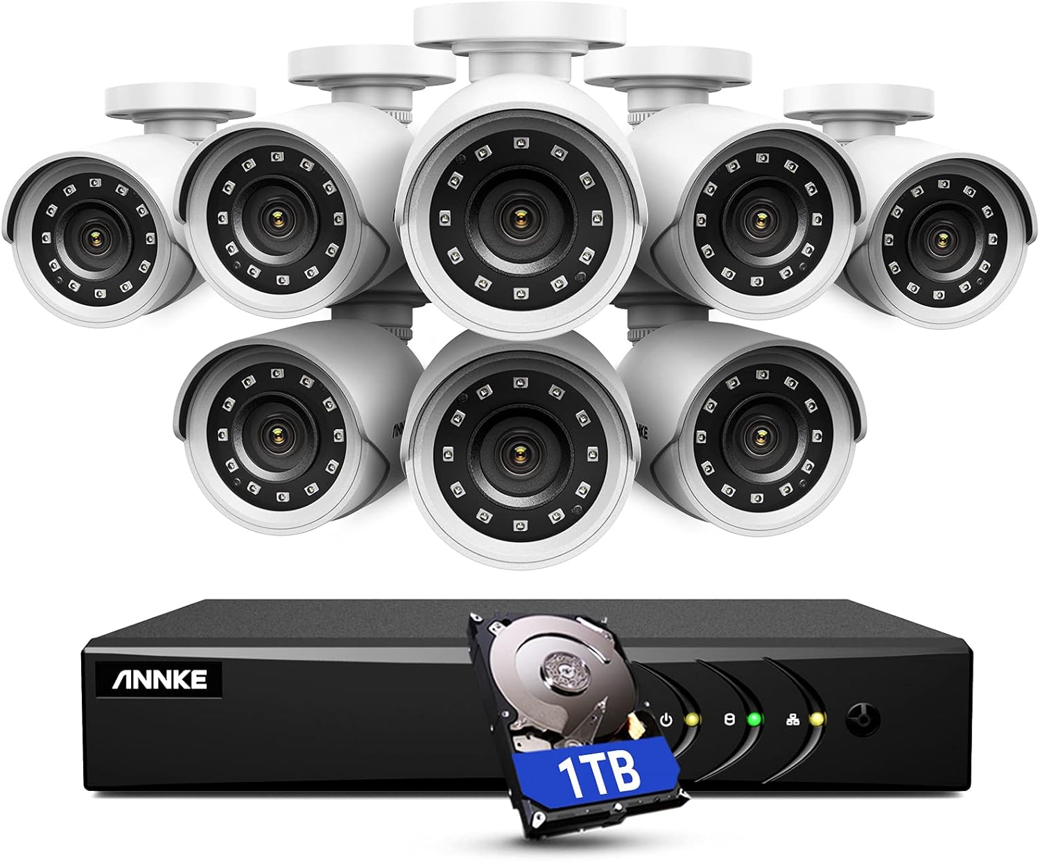 5MP Wired Security Camera System with 1TB Hard Drive, 8CH Surveillance DVR and 8 x 1080p HD Weatherproof CCTV Camera, 100 ft Night Vision X905