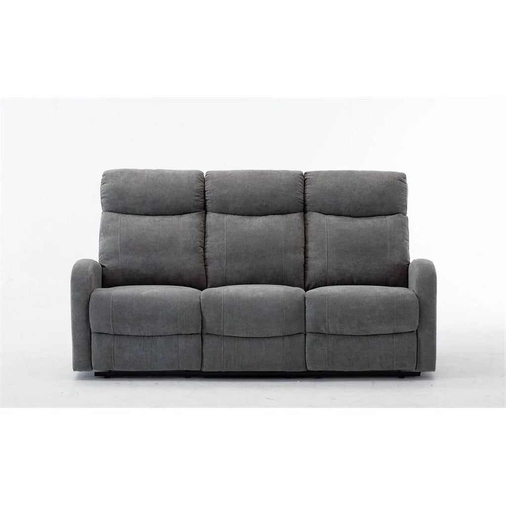 3-Piece Reclining Chenille Fabric Sofa Set Light Gray J3563
