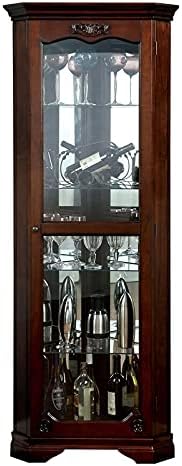 Walnut Wood Corner Curio Cabinet with Glass Door D5072
