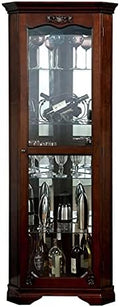 Walnut Wood Corner Curio Cabinet with Glass Door D5072