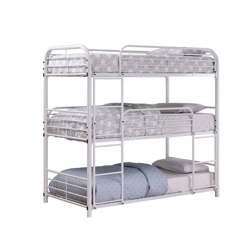 White Metal Twin Triple Bunk Bed H11773