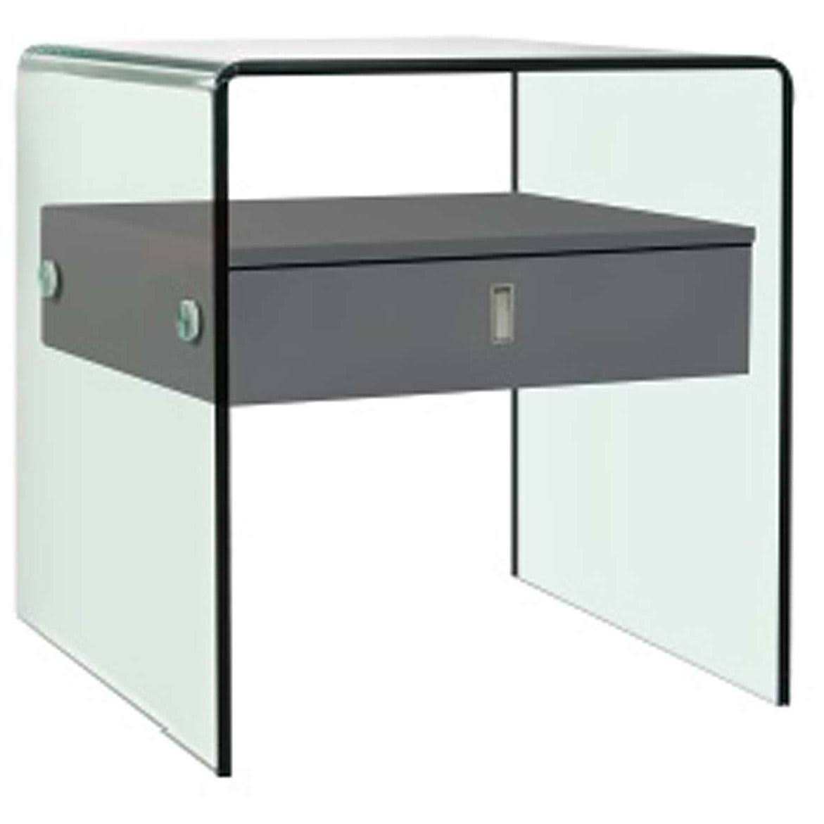 Gray High Gloss Nightstand M6257
