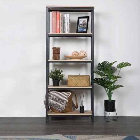 4 Shelf Wood and Metal Open Bookcase G119721