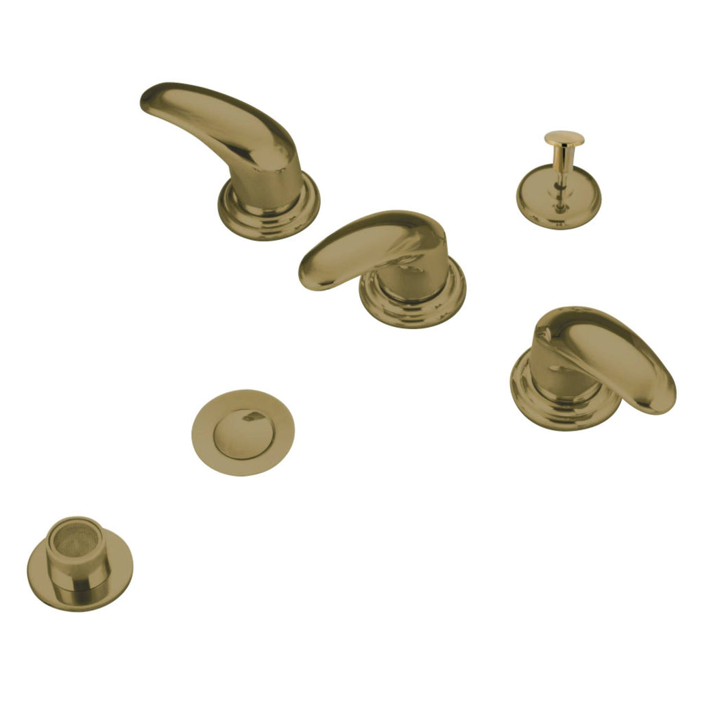 Polished Brass 3-Handle Bidet Faucet with Brass Pop-Up B64041