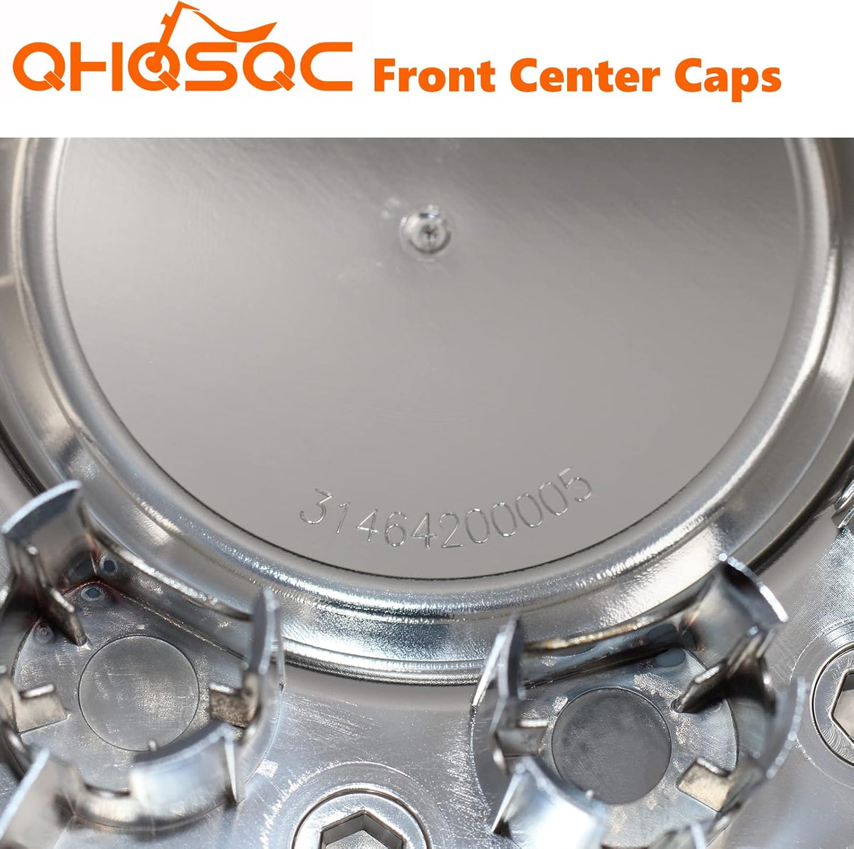 Chrome Front Center Hub Cap Wheel Cover for Dodge Ram 3500, Pack of 2 H9615