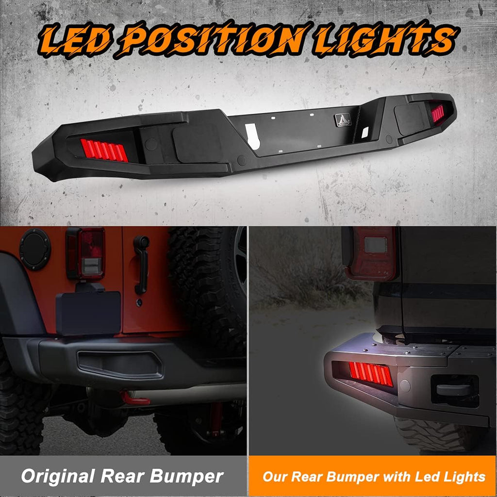 Rear Bumper with 2 Led Lights and Hitch Receiver B353042