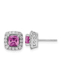 14K White Gold Pink Sapphire Earrings with Lab-Grown Diamonds F6359