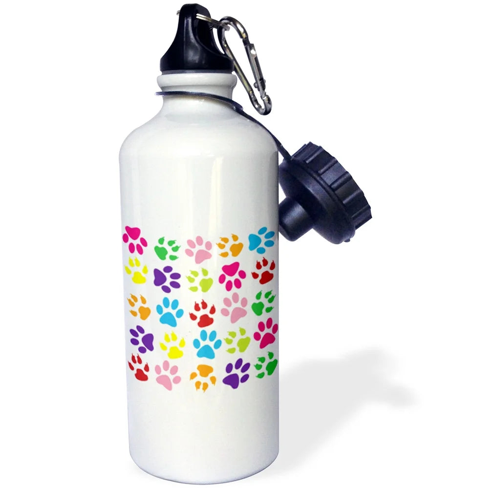 Multi Color Puppy Paws Straw Water Bottle, 21-ounce I910202
