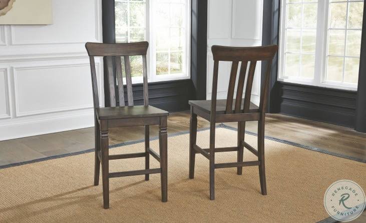 Dark Gray Slatback Counter Height Chair Set of 2 M466