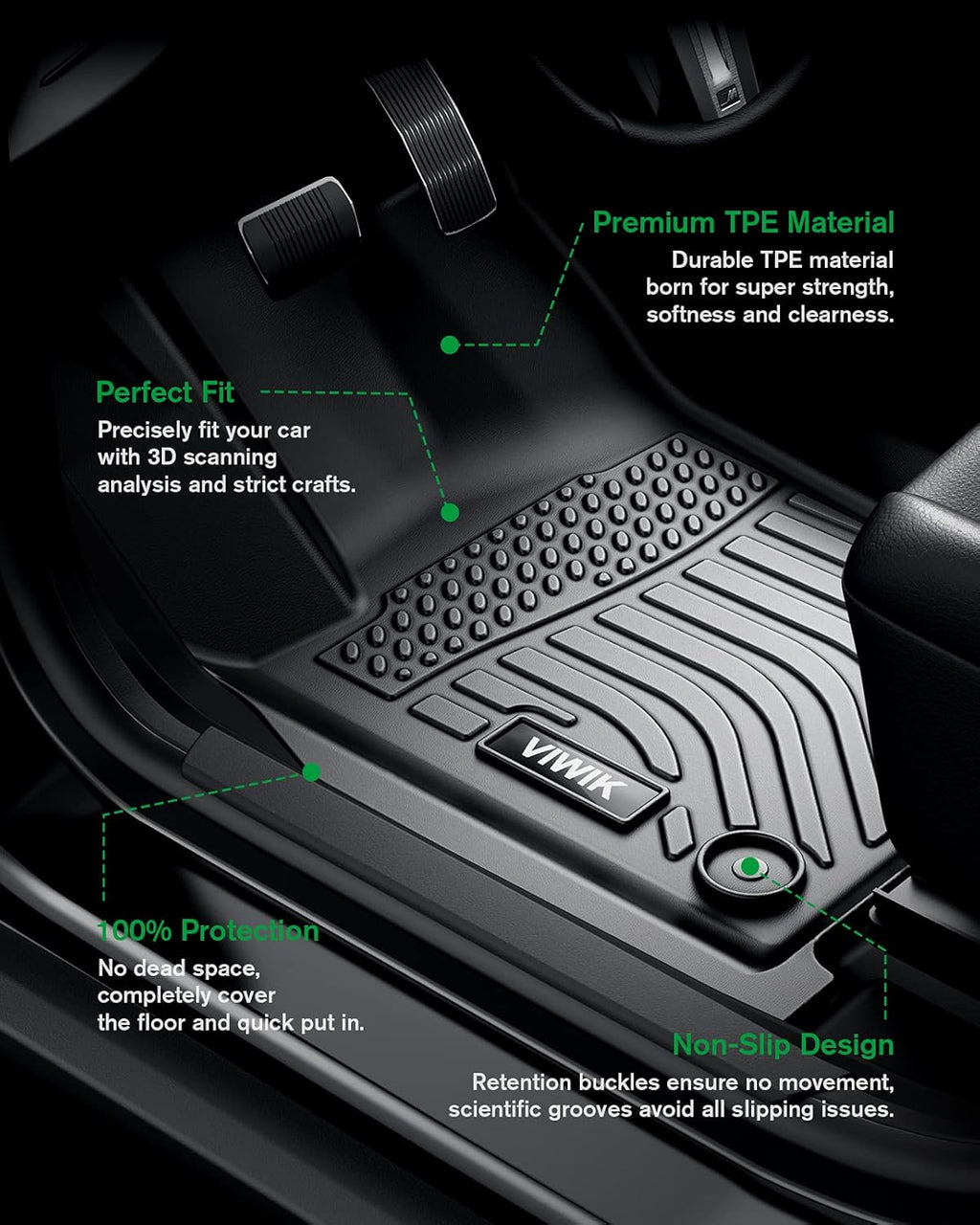 Black TPE All Weather Floor Mats Q3884