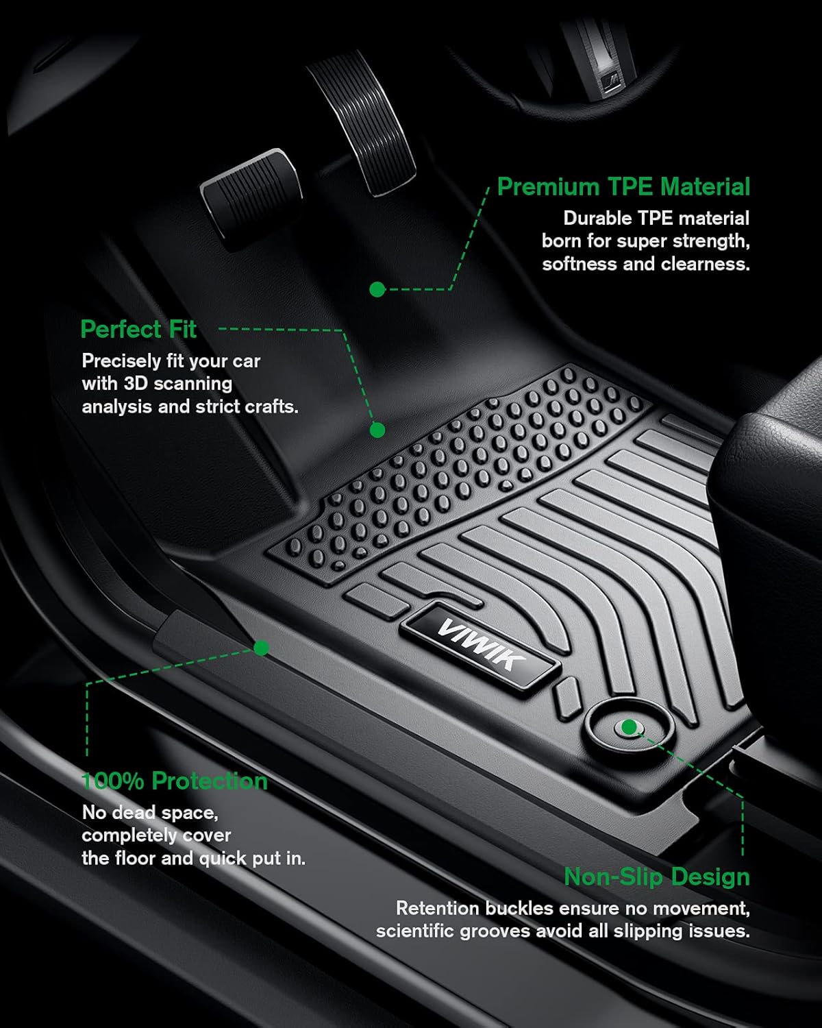 Black TPE All Weather Floor Mats Q3884