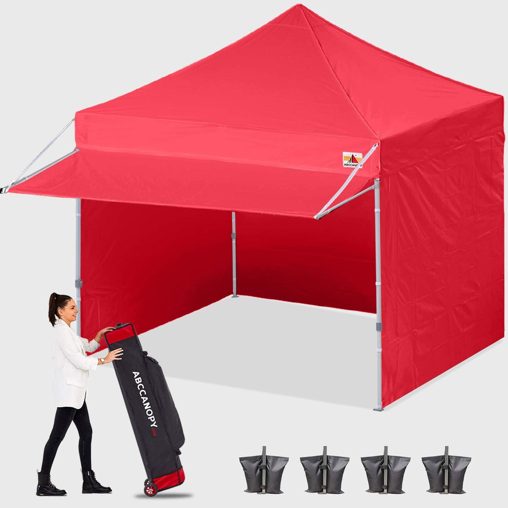 White 10x10 Pop up Canopy Tent with Awning and Sidewalls N78630