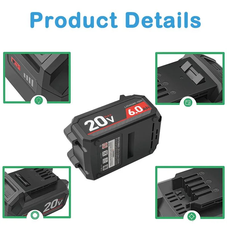 20V 6.0AH Lithium Battery for Cordless Power Tools O47939