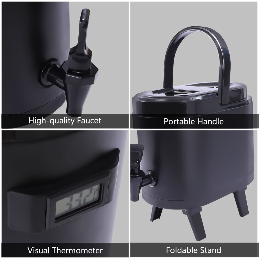 10L Insulated Stainless Beverage Dispenser with Thermometer F767520