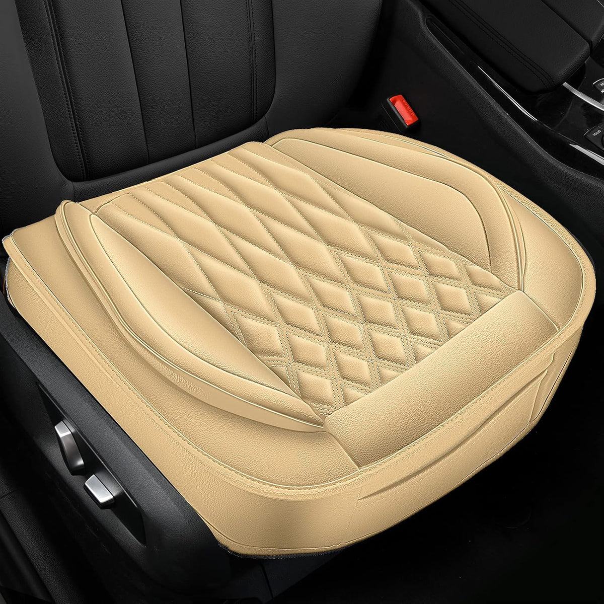 2pcs Pu Car Seat Cover, Front Seat Protector (Black-Blue Line) S593862