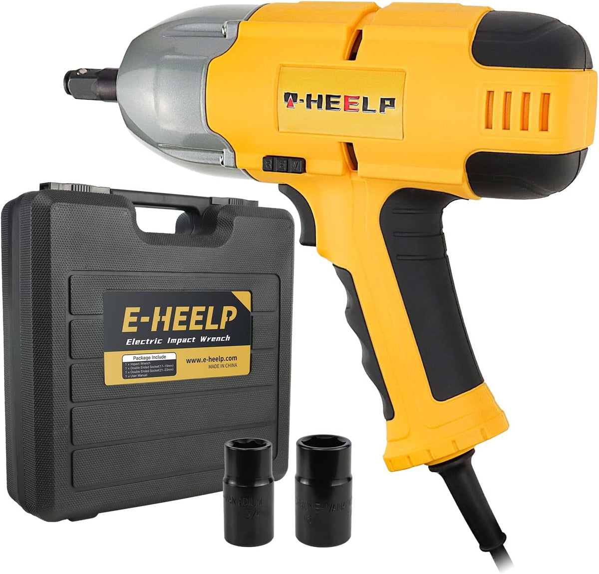 Yellow Electric Impact Wrench with Carry Case C5056