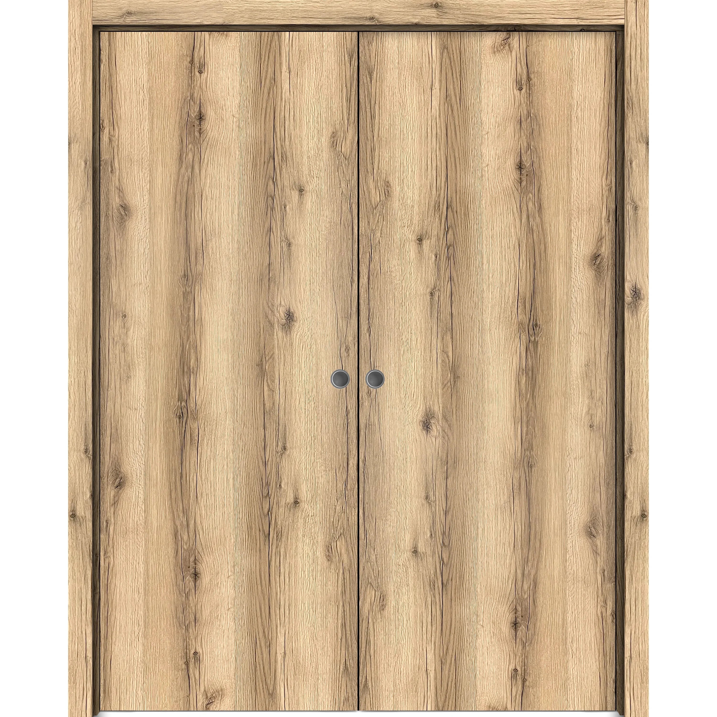 Solid Wood Sliding French Double Pocket Doors 64 x 96 inches E250465