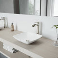 Hyacinth Matte Stone Vessel Bathroom Sink with Vessel Faucet in Brushed Nickel Y48739