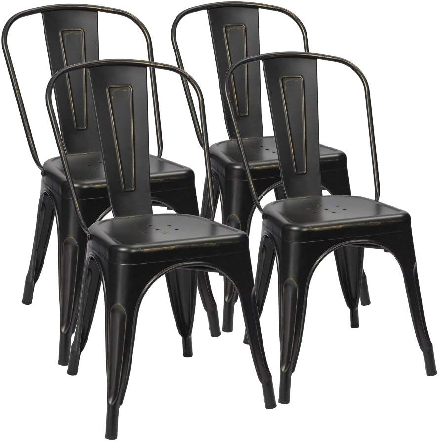 Distressed White Metal Side Chairs Set of 4 J703398