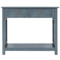 Console Table with Two Drawers and Bottom Shelf in Blue V6114